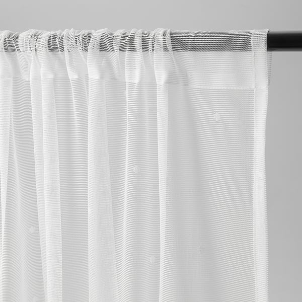 IRMALI Sheer curtains, 1 pair, white dotted/with rod pocket, 145x300 cm