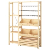 IVAR Shelving combination, with bottle racks with 2 box shelves/pine, 134x30x179 cm