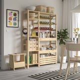 IVAR Shelving combination, with bottle racks with 2 box shelves/pine, 134x30x179 cm