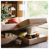 JÄTTEBO 4-seat mod sofa w chaise longue, right with headrest/Samsala grey-beige