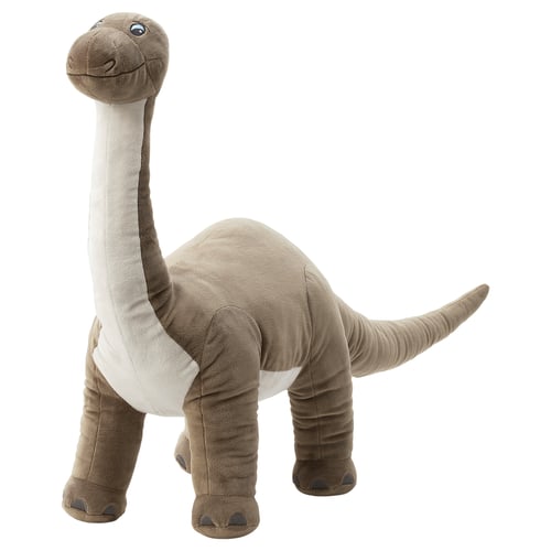 JÄTTELIK brontosaurus plush - brown, beige, cute dinosaur with long neck, perfect for cuddling.
