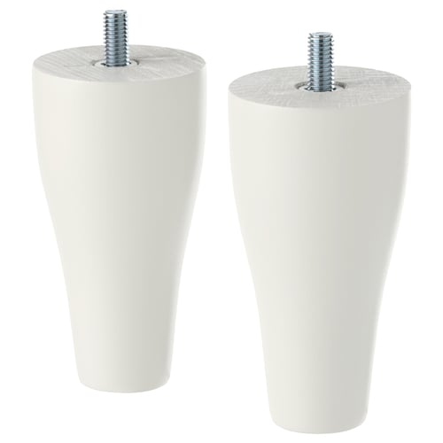 Two white KABBARP legs with curved shapes, made of solid wood and covered in acrylic paint, designed for furniture.
