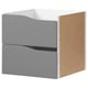 Grey KALLAX shelf unit with 2 drawers, sleek design.