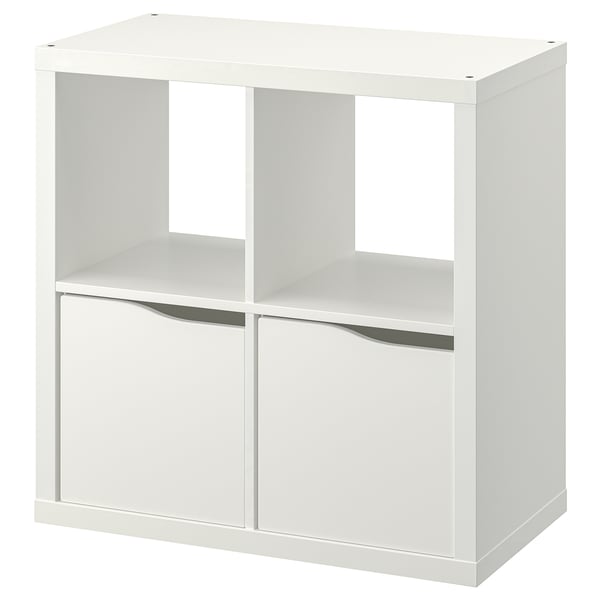 KALLAX Shelving unit, with 2 doors/wave shaped white, 77x77 cm