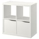 Option: KALLAX Shelving unit, with 2 doors/wave shaped white, 77x77 cm