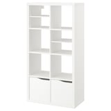 KALLAX Shelving unit, with 2 doors with 2 shelf inserts/wave shaped white, 147x77 cm