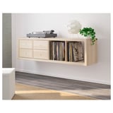 KALLAX Shelving unit with 2 inserts, with 4 drawers/white stained oak effect, 147x42 cm