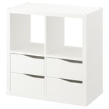 KALLAX Shelving unit, with 4 drawers wave shaped/white, 77x77 cm