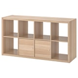 KALLAX Shelving unit with doors, white stained oak effect, 77x147 cm