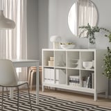 KALLAX Shelving unit with underframe, high-gloss/white/white, 147x94 cm