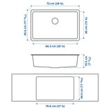 KILSVIKEN Inset sink, 1 bowl, black quartz composite, 72x46 cm