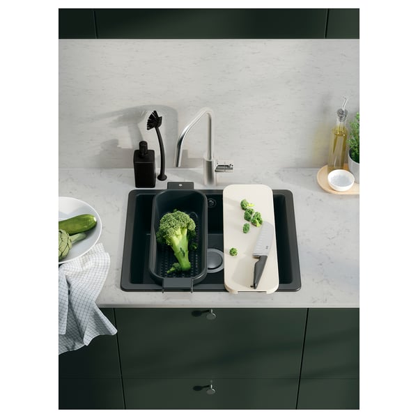 KILSVIKEN Inset sink, 1 bowl, black quartz composite, 56x46 cm