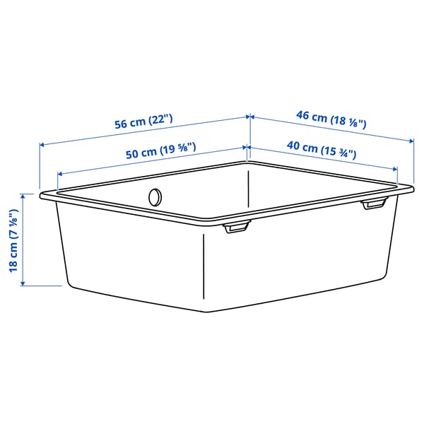 KILSVIKEN Inset sink, 1 bowl, grey-beige quartz composite, 56x46 cm