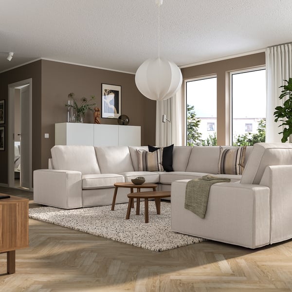 KIVIK U-shaped sofa, 7-seat, Tresund light beige