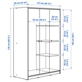 KLEPPSTAD Wardrobe with 3 doors, white, 117x176 cm