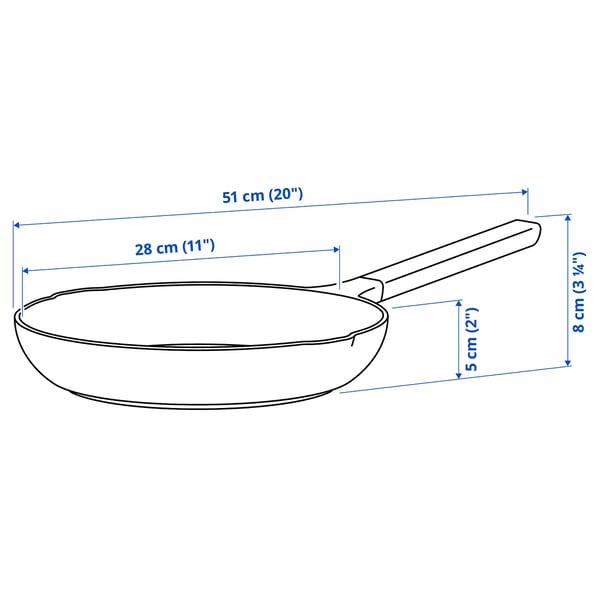 KLIPPFISK Frying pan, non-stick coating/wood dark grey-blue, 28 cm