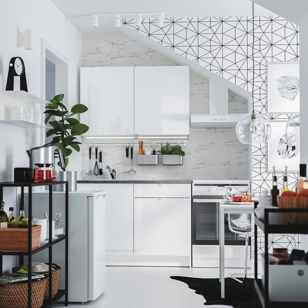 Knoxhult مطبخ لامع أبيض 120x61x220 سم Ikea
