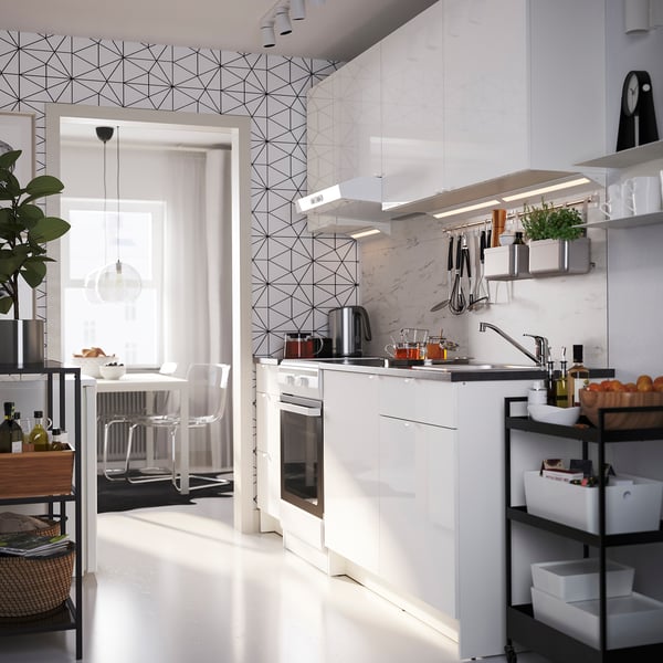 KNOXHULT kitchen, highgloss white, 220x61x220 cm IKEA