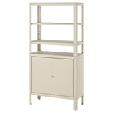 KOLBJÖRN Shelving unit with cabinet, beige, 80x37x161 cm