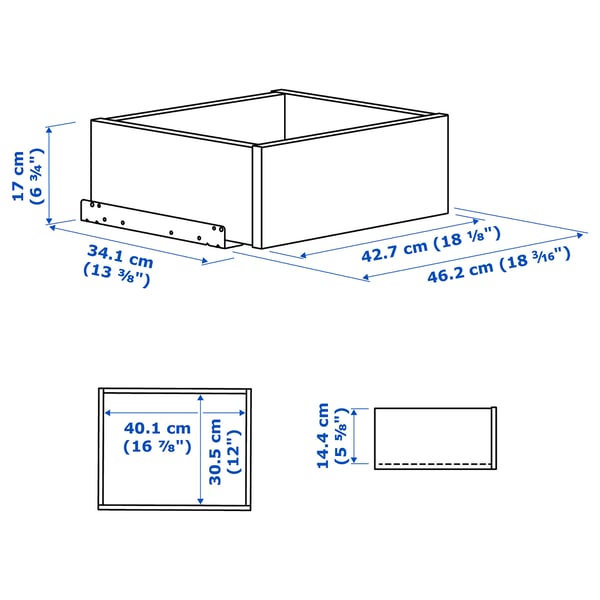 KOMPLEMENT Drawer with framed front, white, 50x35 cm