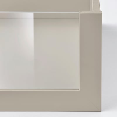 KOMPLEMENT Drawer with glass front, grey-beige, 75x58 cm