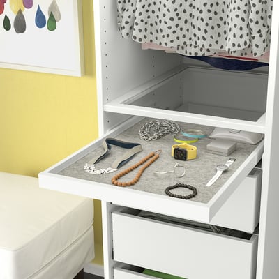 KOMPLEMENT Pull-out tray with drawer mat, white/light grey, 50x58 cm