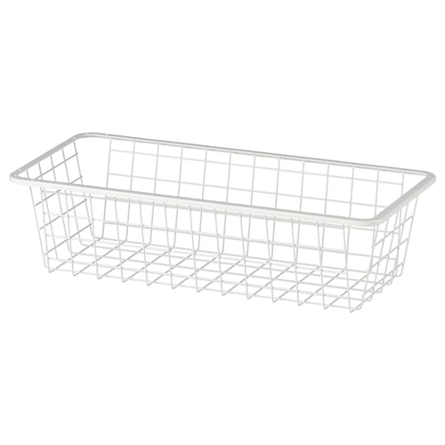 KONSTRUERA wire basket, white, rectangular, mesh design, for organising clothes.
