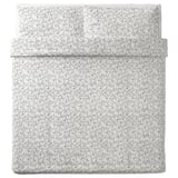 KOPPARRANKA Quilt cover and 2 pillowcases, white/dark grey, 240x220/50x80 cm