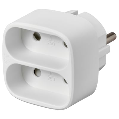 KOPPLA 2-way adaptor plug, unearthed white