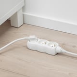 KOPPLA 3-way socket, earthed/white, 1.5 m