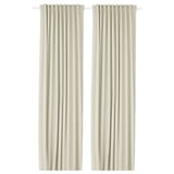 KORGMOTT Block-out curtains, 1 pair, beige/with heading tape, 145x300 cm