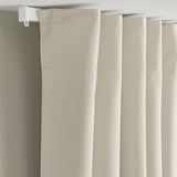 KORGMOTT Block-out curtains, 1 pair, beige/with heading tape, 145x300 cm