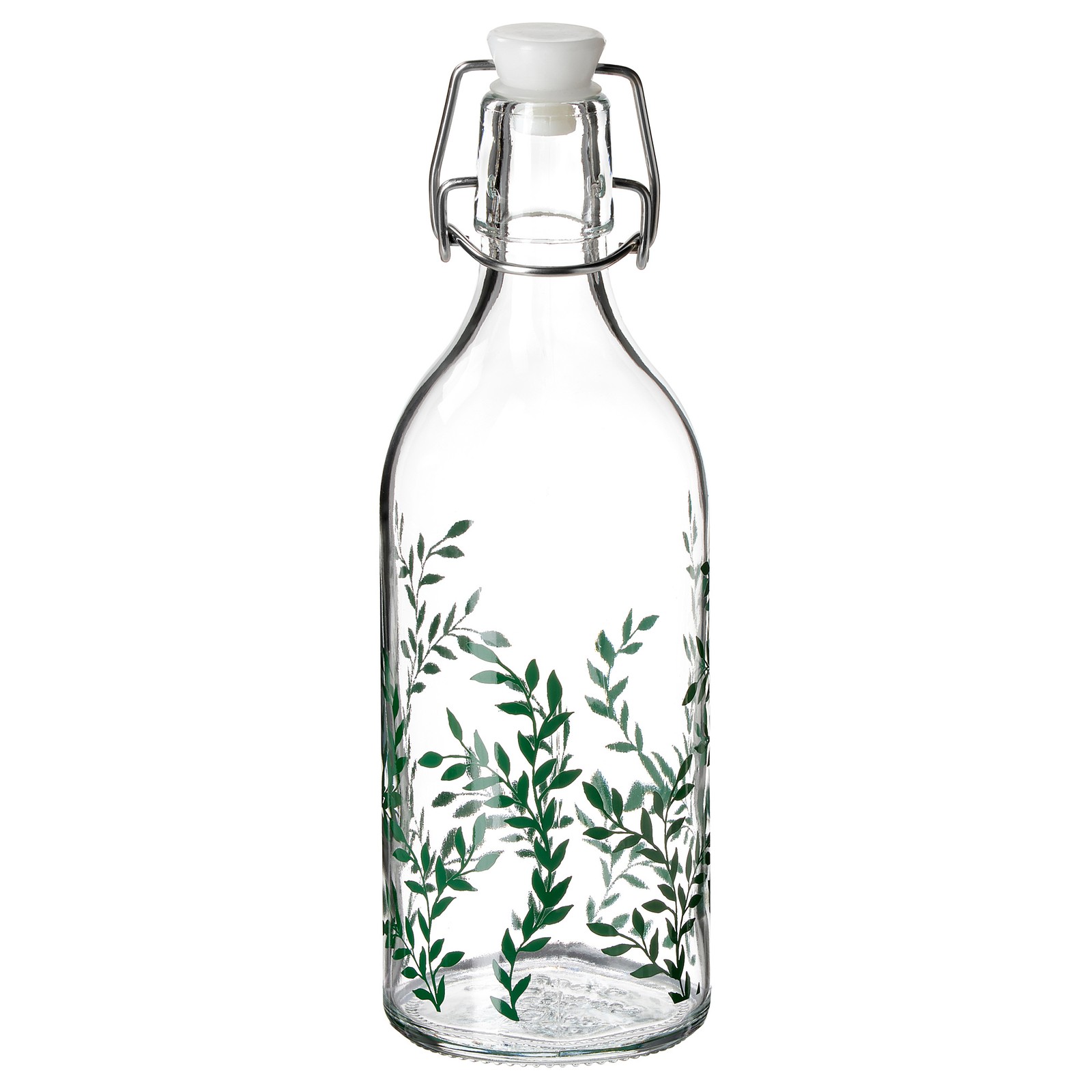 KORKEN Bottle with stopper, clear glass/patterned green, 0.5 l IKEA