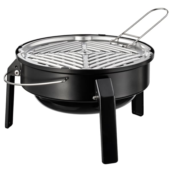 KORPÖN Portable charcoal barbecue, black