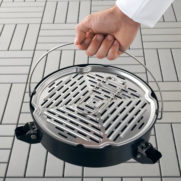 KORPÖN Portable charcoal barbecue, black