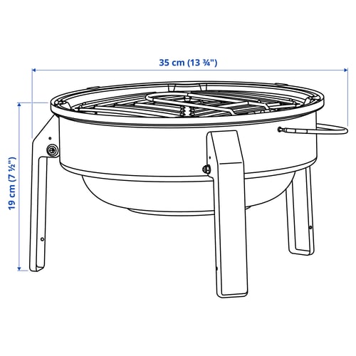 Illustration with measurements for the product: KORPÖN.
