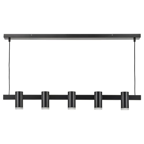 KRANSALG Pendant lamp with 5 lamps, black, 113 cm
