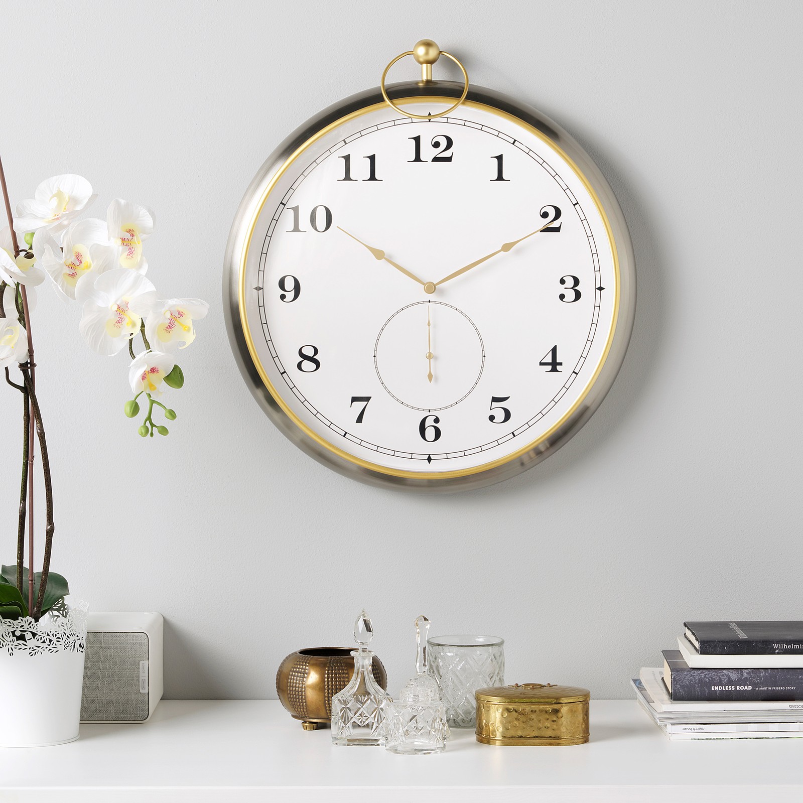 KUTTERSMYCKE Wall clock, silvercolour, 46 cm IKEA