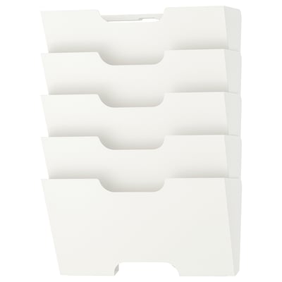 KVISSLE file holder, white, made of steel, with multiple slots for files or magazines.