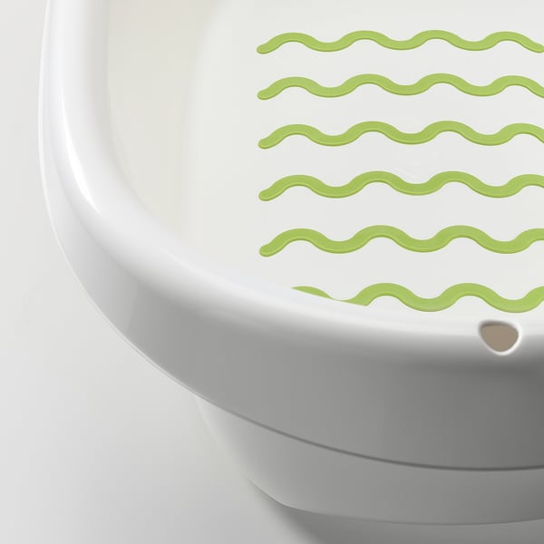 Baby bath with soft edges, stable with non-slip base.