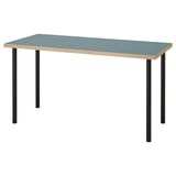 LAGKAPTEN / ADILS Desk, grey-turquoise/black, 140x60 cm