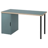 LAGKAPTEN / ALEX Desk, grey-turquoise/black, 140x60 cm