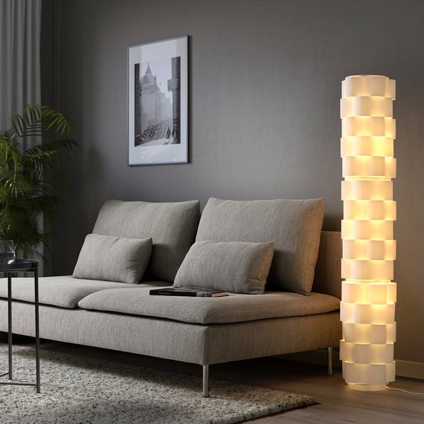 LÅGTRYCK Floor lamp, white, 138 cm