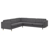 LANDSKRONA Corner sofa, 5-seat, Gunnared dark grey/wood