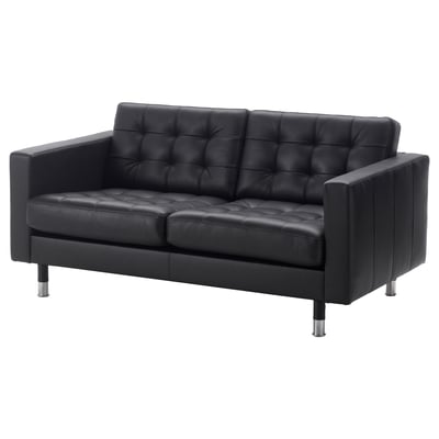 LANDSKRONA Two-seat sofa, Grann/Bomstad black/metal