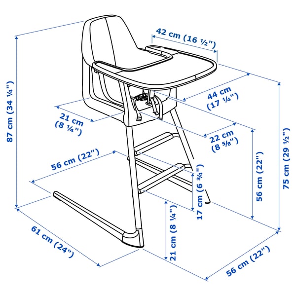 LANGUR Junior/highchair with tray, white