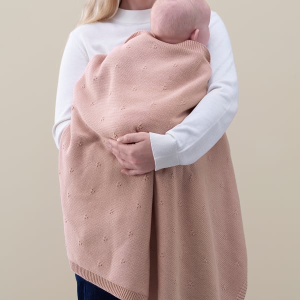 LEN Blanket, pink/knitted, 70x90 cm