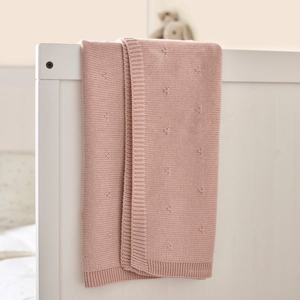 LEN Blanket, pink/knitted, 70x90 cm