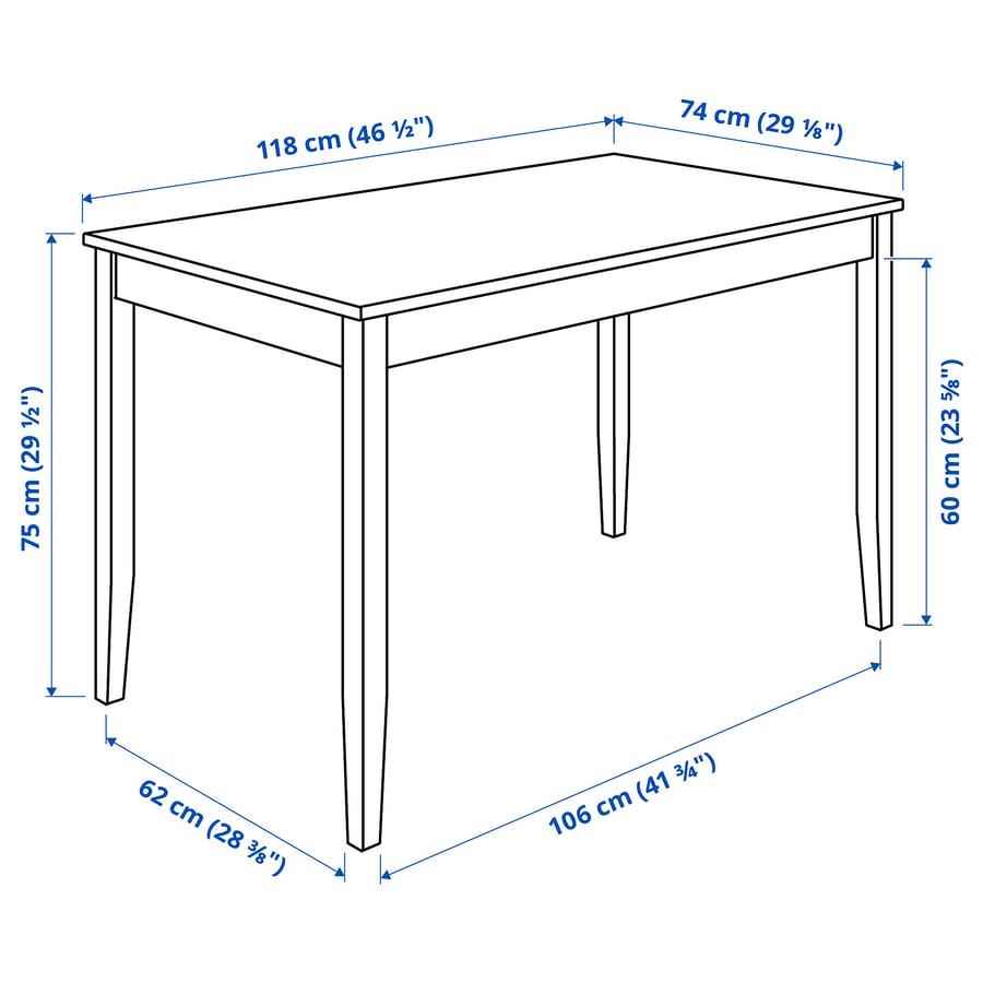 LERHAMN Table, light antique stain/white stain, 118x74 cm IKEA