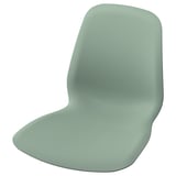 Ikea LIDÅS chair, sage green, smooth plastic, curved shape.